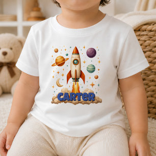 Personalisiertes Retro-Raketen-Kinder-T-Shirt Kleinkind T-shirt