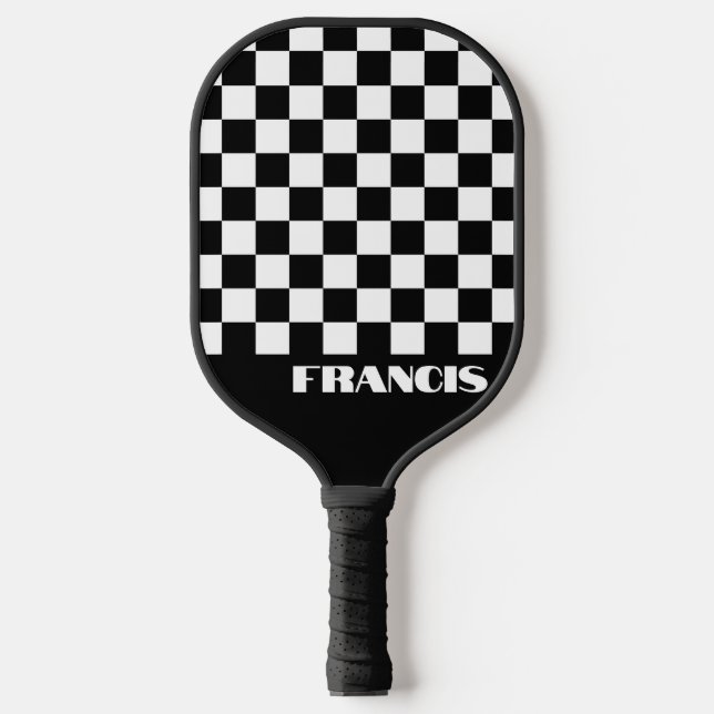 Personalisiertes Retro-Schwarz-Weiß-Pickleball-Pad Pickleball Schläger (Vorderseite)