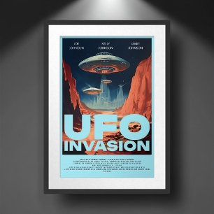 Personalisiertes Retro-Sci-Fi-UFO-Heimkino-Filmpla Poster