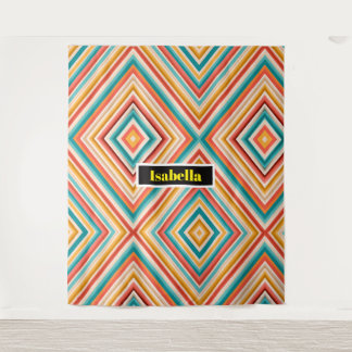 Personalisiertes Retro-Streifenband | Bunt Wandteppich