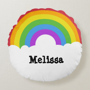 Personalisiertes Retro-Style Rainbow Rundes Kissen