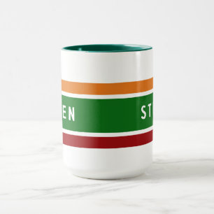 Personalisiertes Retro-Tankstellen-Namens-Coffee-G Tasse