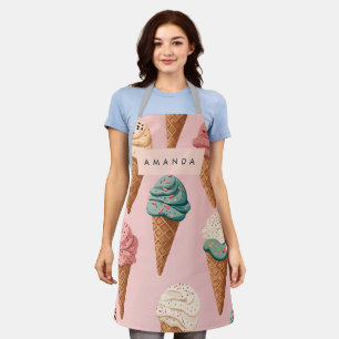 Personalisiertes Retro Vintag Ice Creme Kronmuster Schürze