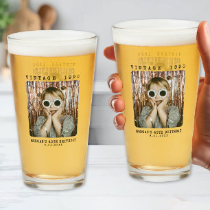 Personalisiertes Retro-Vintage-Foto-Geburtstag Glas