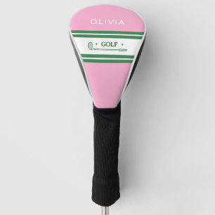 Personalisiertes Retrogeschenk in Rosa und Grün ge Golf Headcover