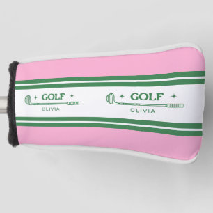 Personalisiertes Retrogeschenk in Rosa und Grün ge Golf Headcover