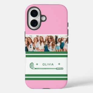 Personalisiertes Retrogeschenk in Rosa und Grün ge iPhone 16 Hülle