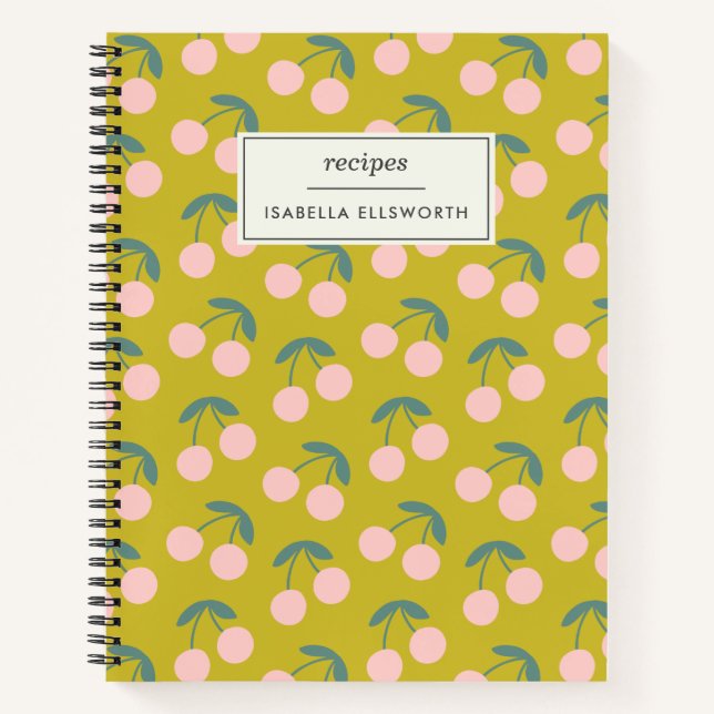 Personalisiertes Rezept Cherries Retro Küche Famil Notizbuch (Vorderseite)