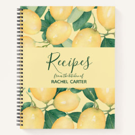 Personalisiertes Rezept für elegante Zitronen Notizbuch