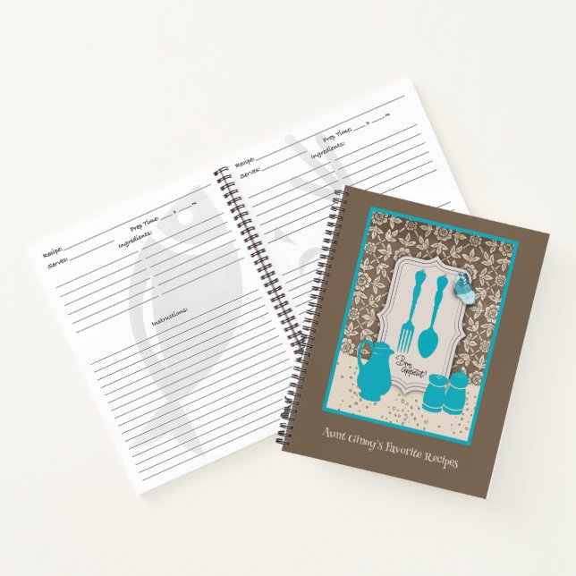Personalisiertes Rezept für Gabel und Löffel Notizbuch (Innenseite)