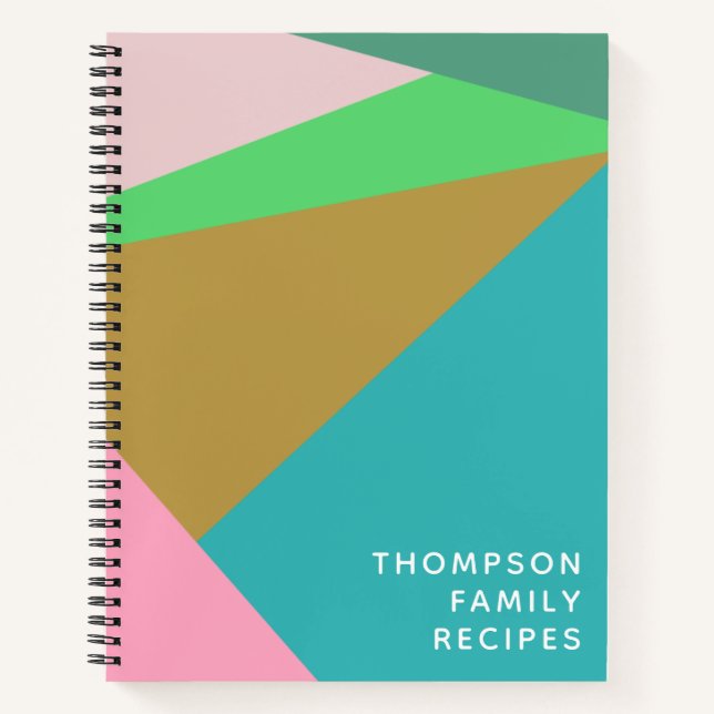 Personalisiertes Rezept für geometrisches Farbbloc Notizbuch (Vorderseite)