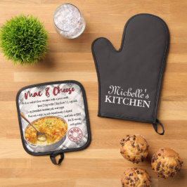 Personalisiertes Rezept für Mac und Käse Ofenhandschuh & Topflappen-Set