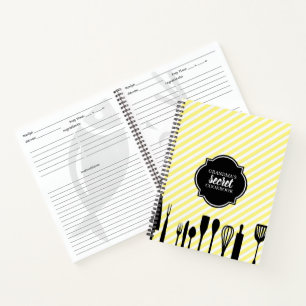 Personalisiertes Rezept Gelb und Weiß Notizbuch