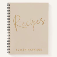 Personalisiertes Rezept-Journal in Beige und Gold