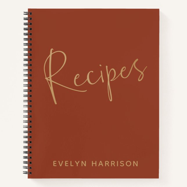 Personalisiertes Rezept Journal in Burnt Orange Go Notizbuch (Vorderseite)