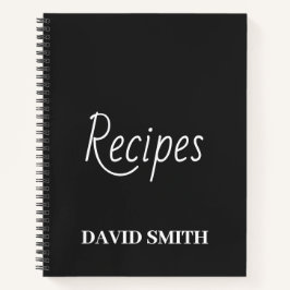 Personalisiertes Rezept-Journal in Schwarzweiß Notizbuch