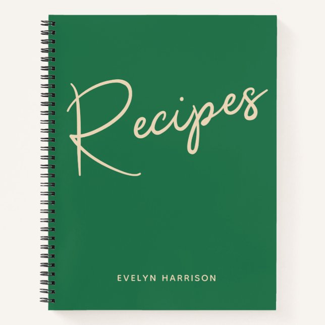Personalisiertes Rezept-Journal von Kelly Green Notizbuch (Vorderseite)