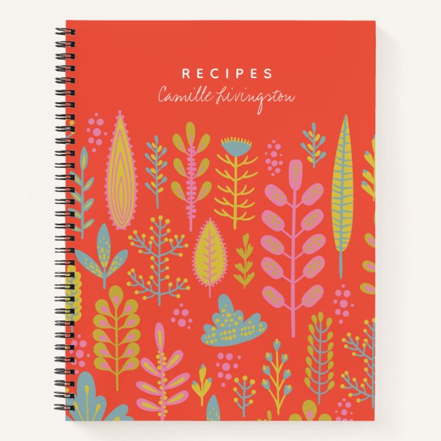Personalisiertes Rezept Lebendes Folk Botanisches  Notizbuch (Vorderseite)