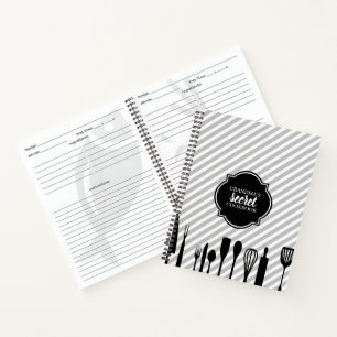 Personalisiertes Rezept-Notebook mit grauer und we Notizbuch