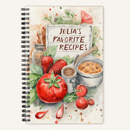 Personalisiertes Rezept Wasserfarben Illustration Notizbuch