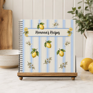 Personalisiertes Rezeptbuch mit Zitronen/Blauen St Notizbuch