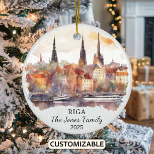 Personalisiertes Riga-Ornament, Lettland-Geschenk Keramik Ornament
