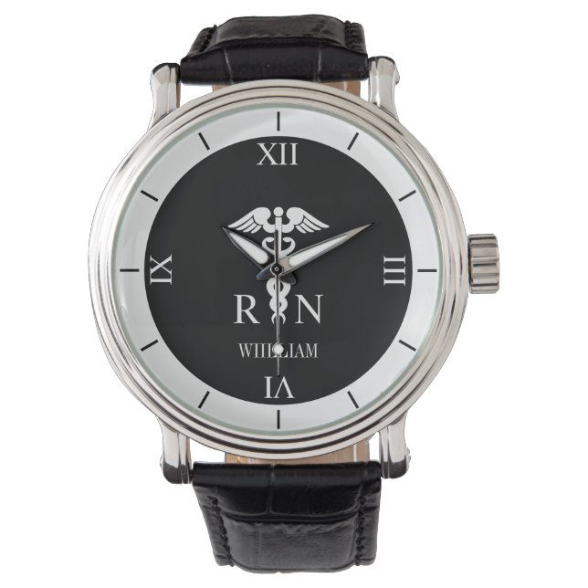 Personalisiertes RN Medical Symbol Nurse Roman Dia Armbanduhr (Vorderseite)