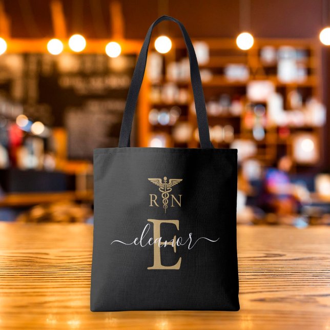 Personalisiertes RN-Registriertes Nurse-Gold-Monog Tasche (Von Creator hochgeladen)