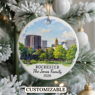 Personalisiertes Rochester-Ornament, individuelles Keramik Ornament