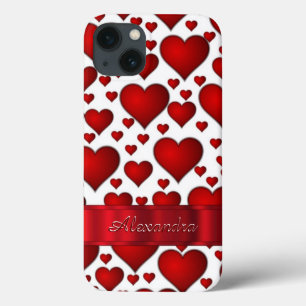 Personalisiertes romanisches Herzmuster iPhone 13 Hülle