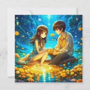 Personalisiertes romantisches Anime-Paar zum Valen Karte