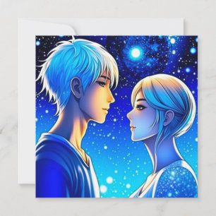 Personalisiertes romantisches Anime-Paar zum Valen Karte