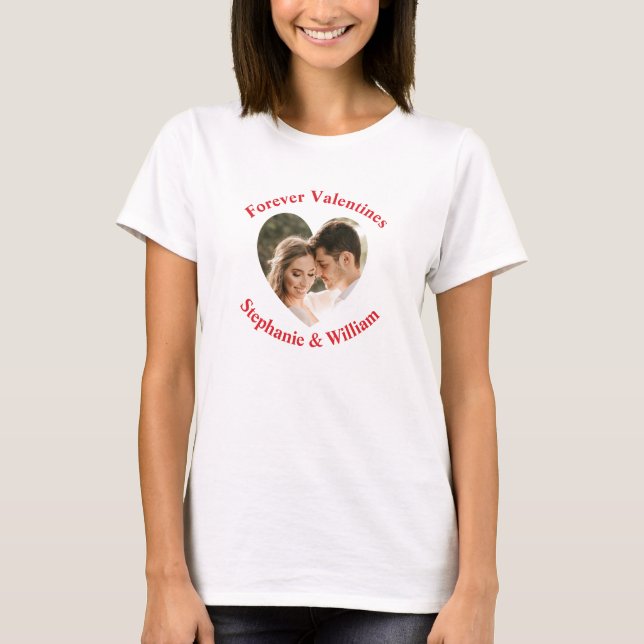 Personalisiertes romantisches Paar Foto T-Shirt (Vorderseite)
