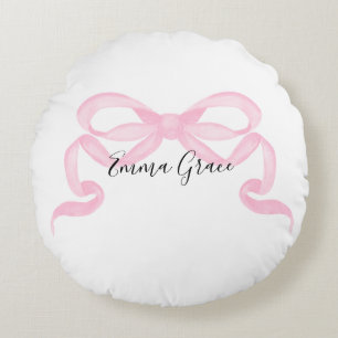 Personalisiertes rosa Band Rundes Kissen