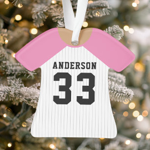 Personalisiertes rosa Baseball-Trikot Ornament