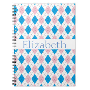 Personalisiertes rosa blaues Raute Muster Notizblock