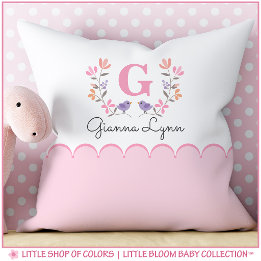 Personalisiertes rosa Blumen-Kissen mit Babynamen Kissen