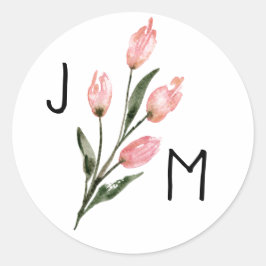 Personalisiertes rosa Blumendesign Runder Aufkleber