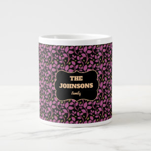 Personalisiertes rosa botanisches Familiennamensde Jumbo-Tasse