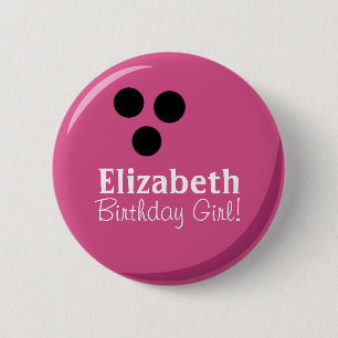 Personalisiertes Rosa Bowling Ball Geburtstagskind Button