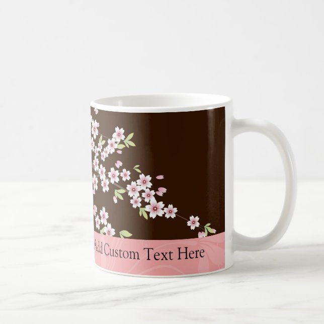 Personalisiertes Rosa/Brauner Dogwood Blossom Kaffeetasse (Rechts)