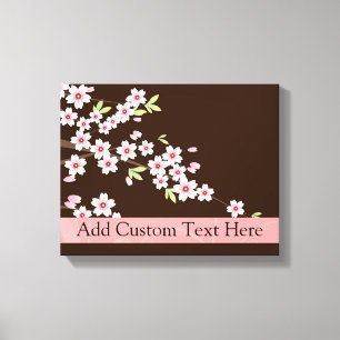 Personalisiertes Rosa/Brauner Dogwood Blossom Leinwanddruck