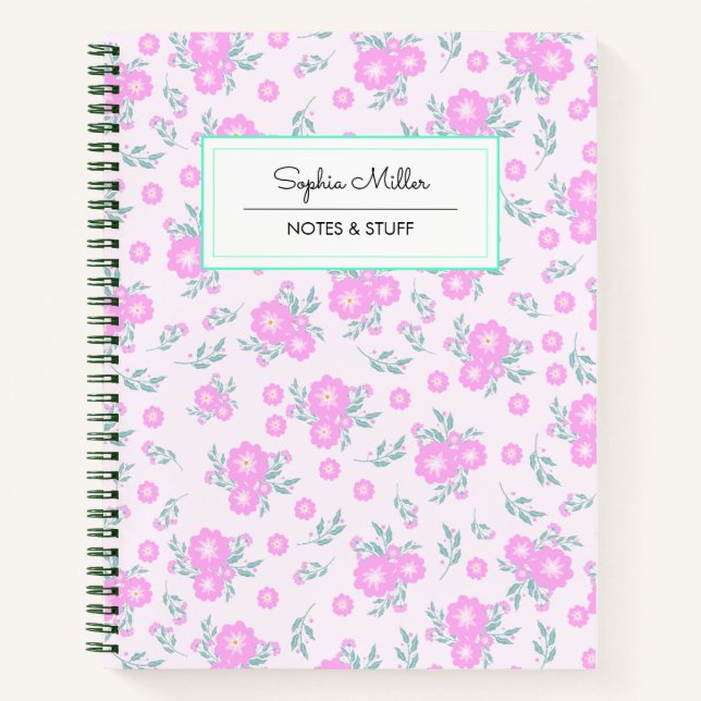 Personalisiertes rosa Coquette Floral Spiral Noteb Notizbuch (Vorderseite)