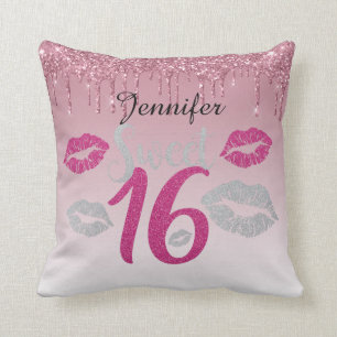 Personalisiertes Rosa des Bonbon-16 Kissen