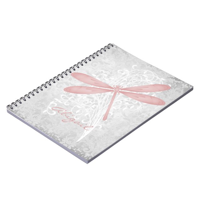 Personalisiertes rosa Dragonfly-Notebook Notizblock (Linke Seite)