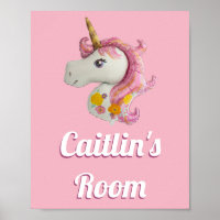 Personalisiertes Rosa Einhorn Girl's Room