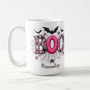 Personalisiertes rosa falsches Juwel Boo gruselige Kaffeetasse