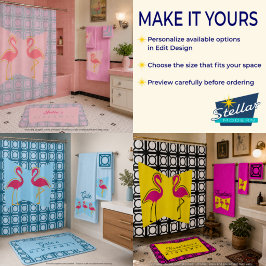 Personalisiertes Rosa Flamingo Mid-Century Modern Badhandtuch Set