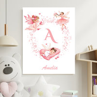 Personalisiertes rosa florales Feen-Monogramm-Kind
