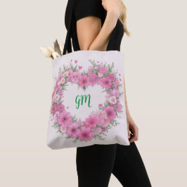Personalisiertes rosa, florales Herz Tasche